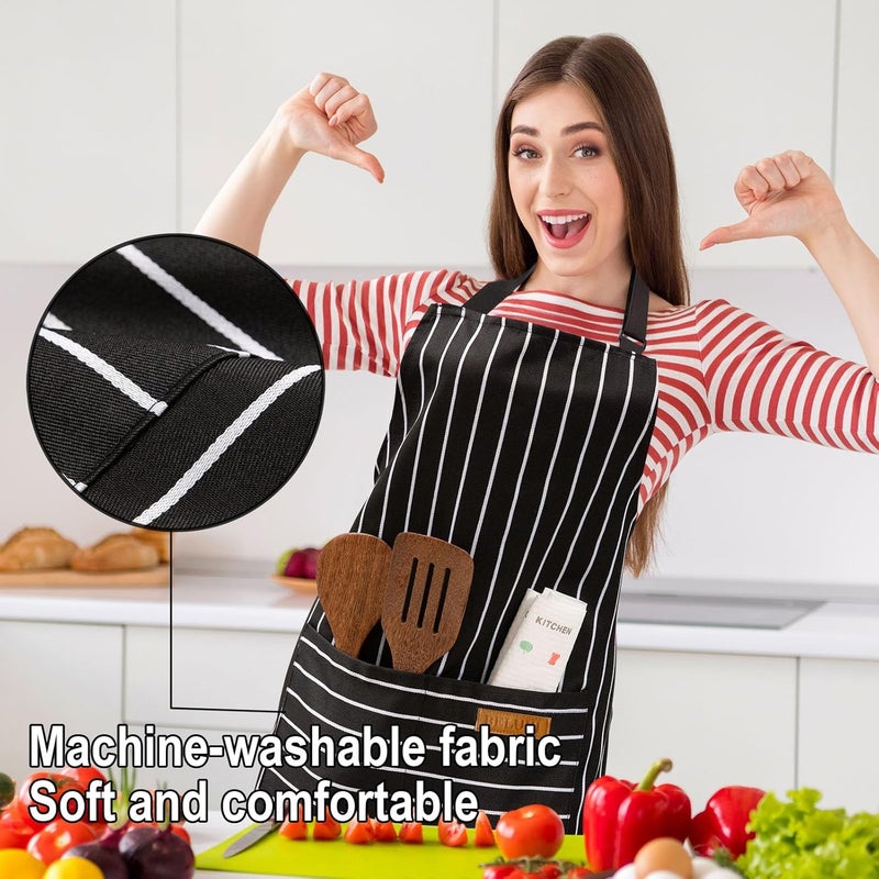 BeLuyi Adjustable Bib Apron with 2 Pockets Chef Cooking Kitchen Restaurant Aprons for Women Men - Image 4